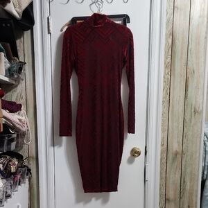 Elegant Red Long Sleeve Dress